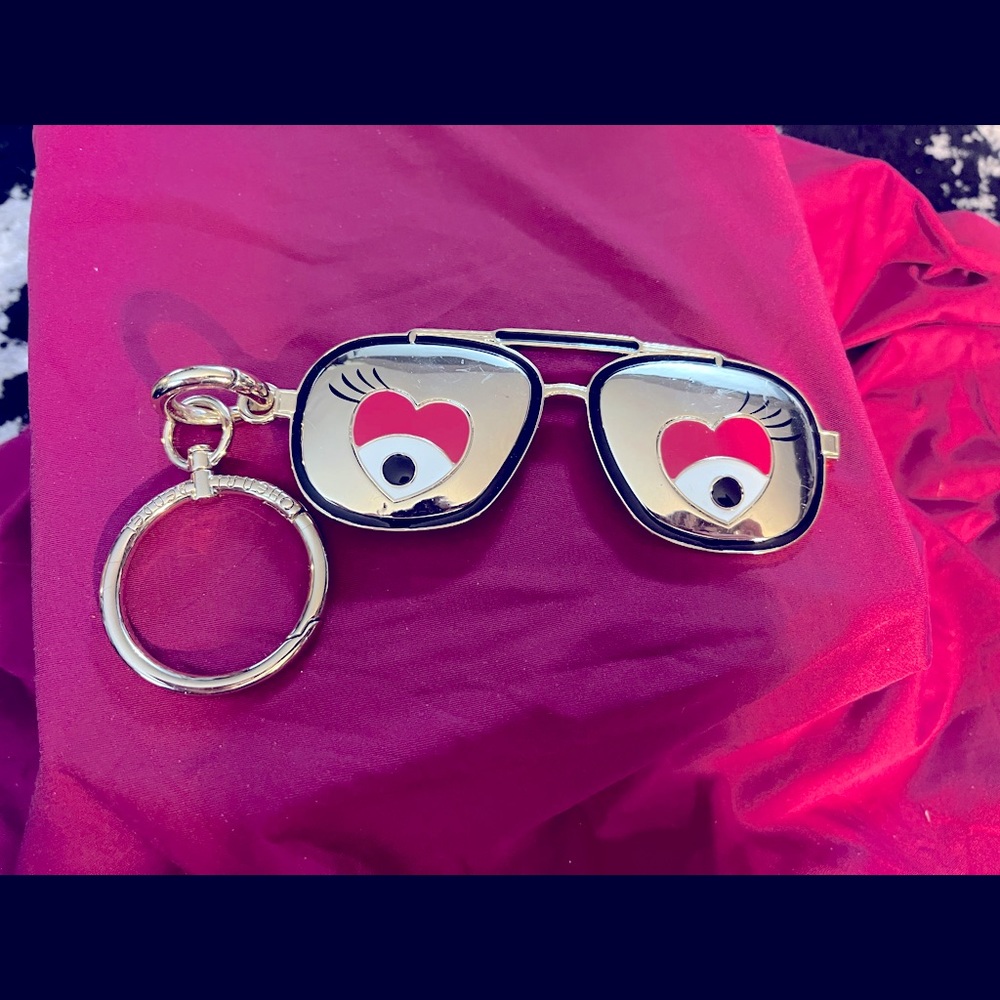 HENRI BENDEL NYC - keychain bag fob - Now You See Me Glasses NEW - gold & enamel